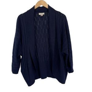 Loft Blue Pointelle Open Front Shrug Sweater XS/S